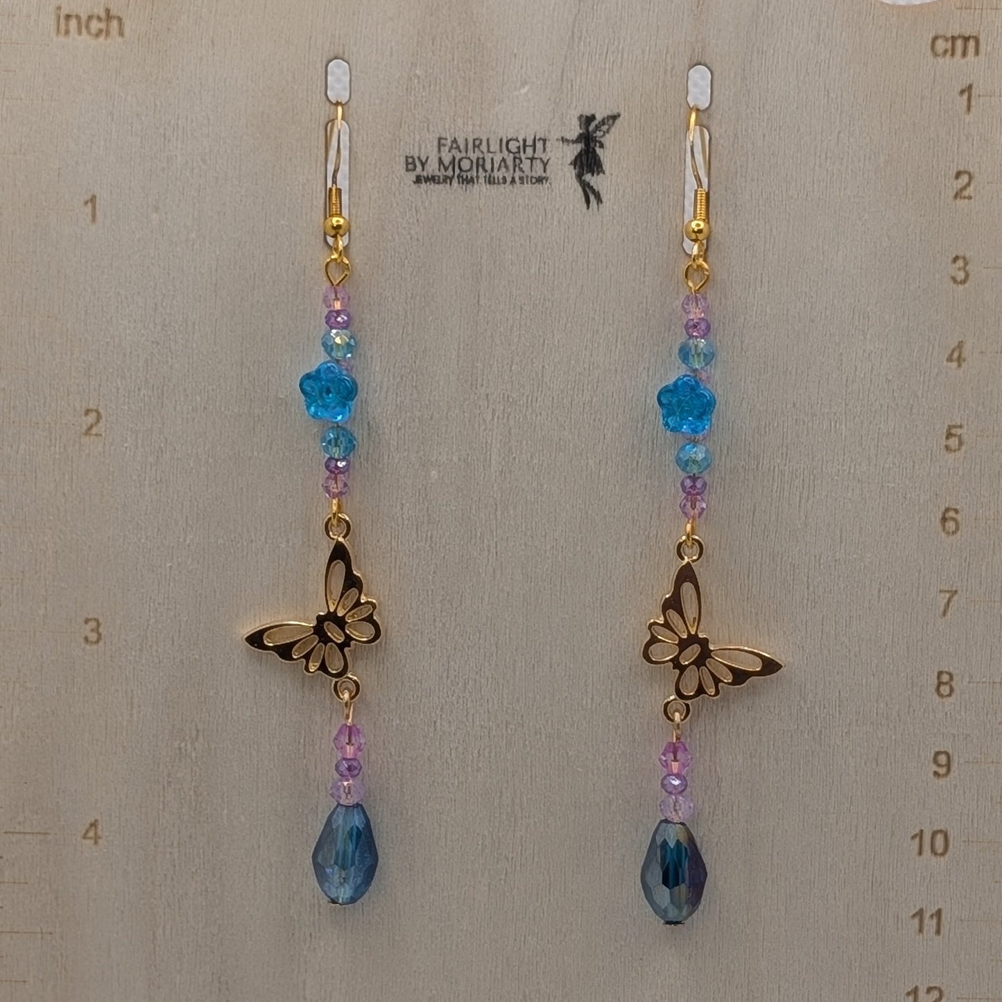 ✨Flutterblossom✨| Blue Flower Butterfly Drop Earrings