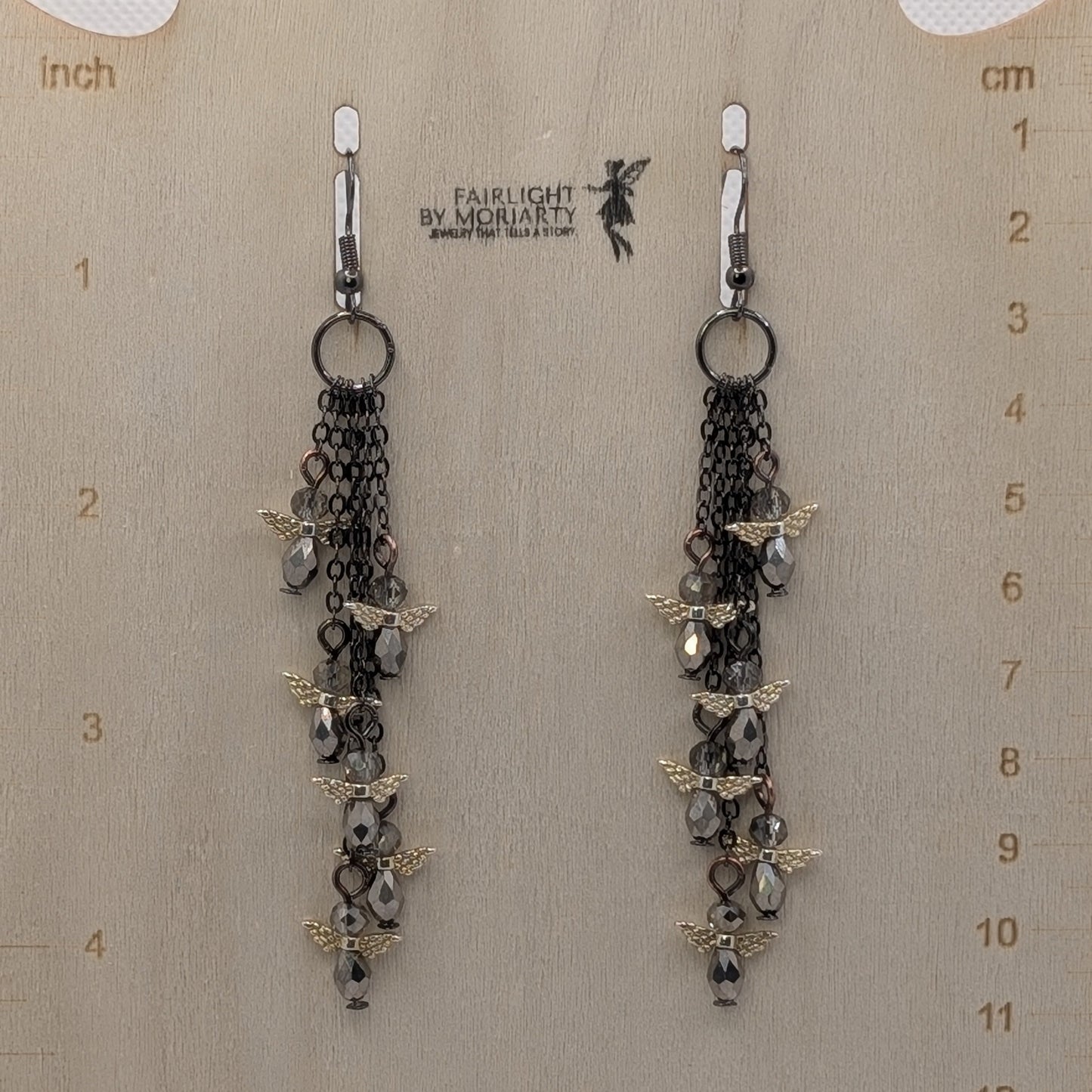 ✨Shiversparkle Torrent✨| Silver & Gray Rainveil Cascade Fairy Earrings