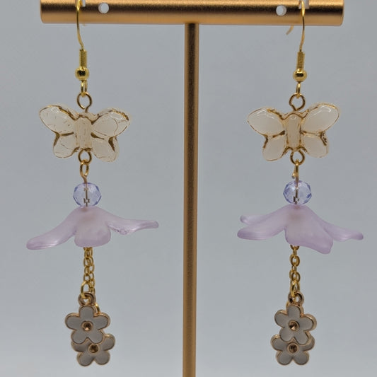 ✨Flutterbloom✨ | Lavender Flower & Butterfly Earrings