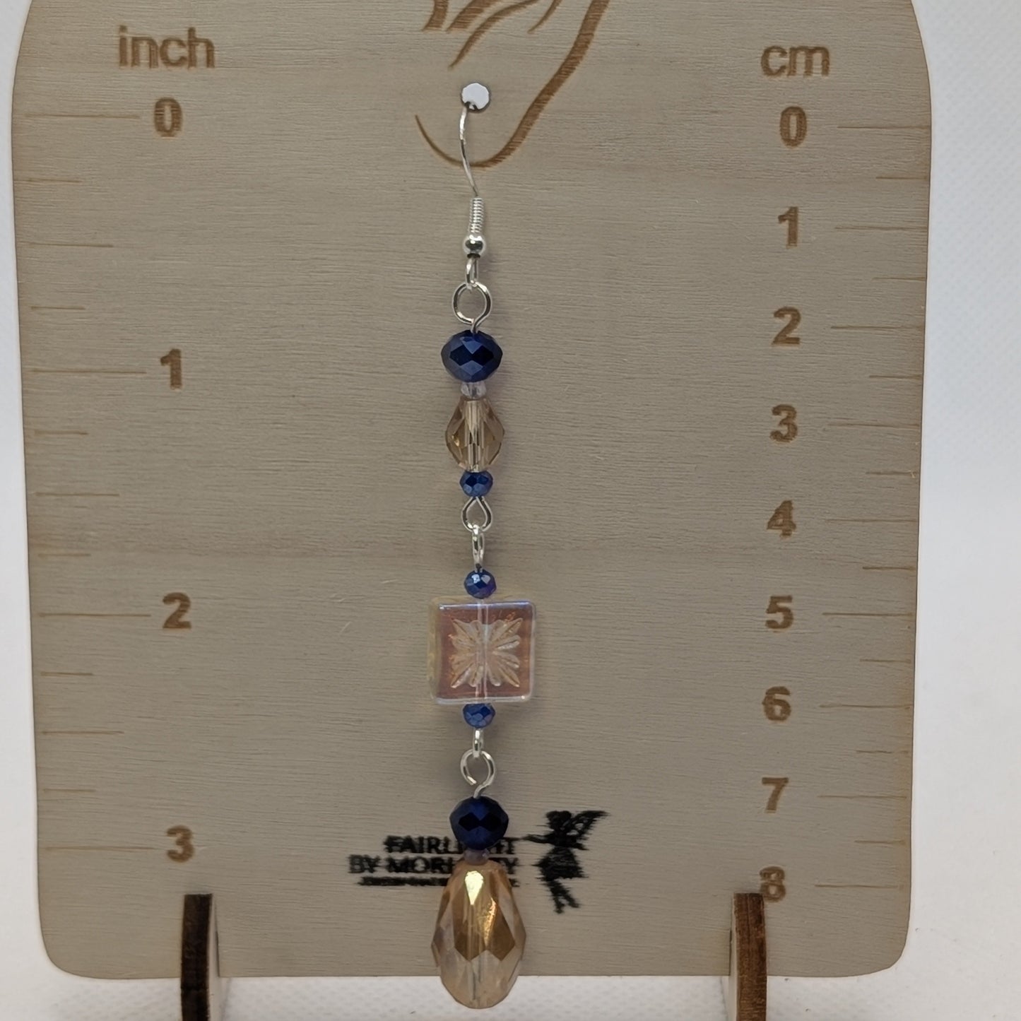 ✨Midnight Sundial✨| Blue & Champagne Starburst Drop Earrings
