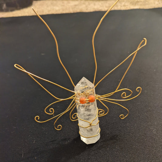 ✨Sunspire✨| Handcrafted Clear Quartz Fairy with Golden Wings