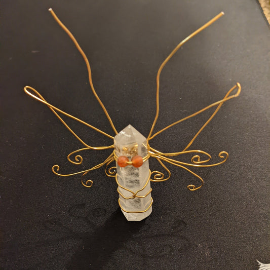 ✨Sunspire✨| Handcrafted Clear Quartz Fairy with Golden Wings