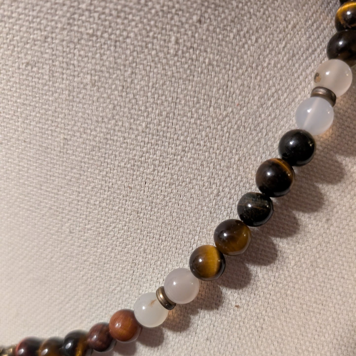 ✨Amberwing✨| Red & Gold Tiger’s Eye Necklace with Fairy Charm