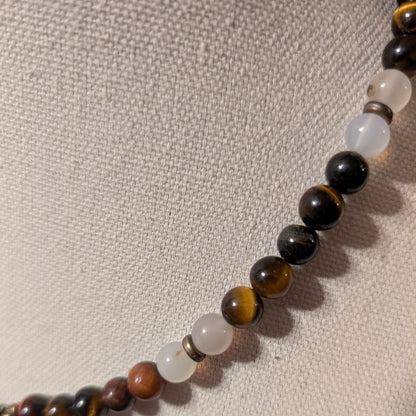 ✨Amberwing✨| Red & Gold Tiger’s Eye Necklace with Fairy Charm