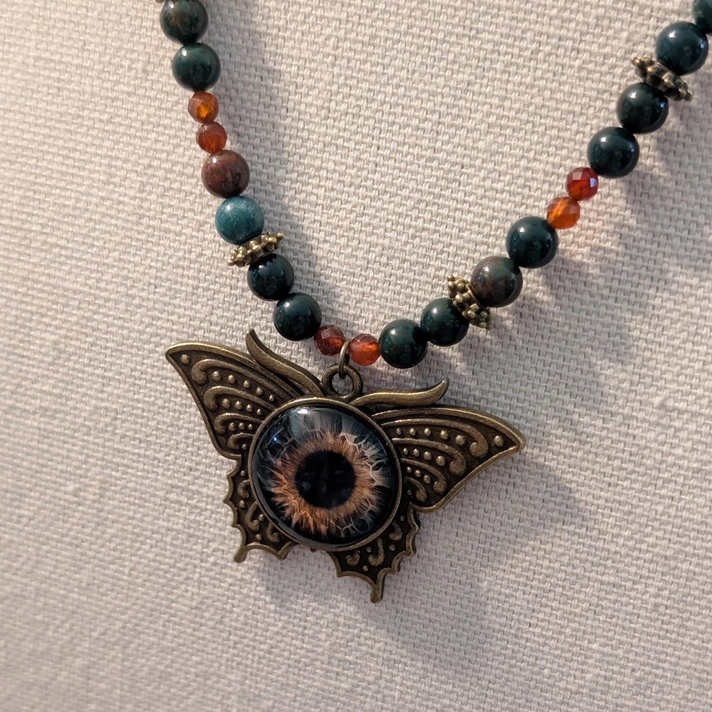 ✨Watcherwing✨| Bloodstone & Hessonite Garnet Butterfly Eye Necklace