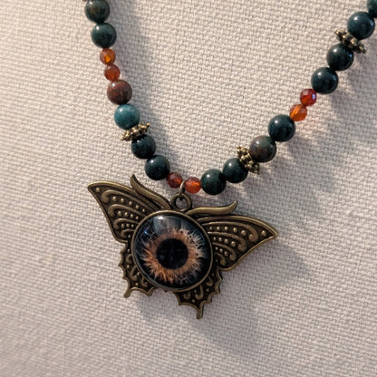 ✨Watcherwing✨| Bloodstone & Hessonite Garnet Butterfly Eye Necklace
