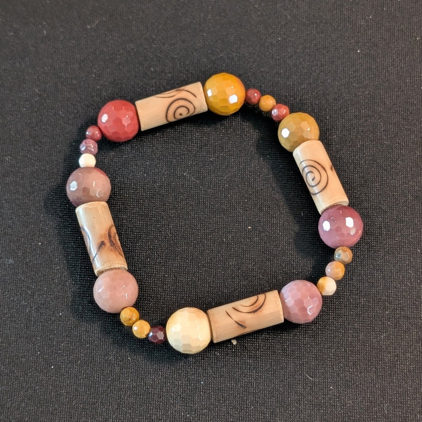 ✨The Spirift Rings✨| Mookaite Jasper & Wood Spiral Bracelet Set