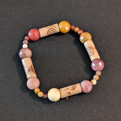 ✨The Spirift Rings✨| Mookaite Jasper & Wood Spiral Bracelet Set