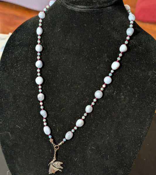✨Starwhirl✨| Blue Lace Agate & Amazonite Dancing Fairy Necklace