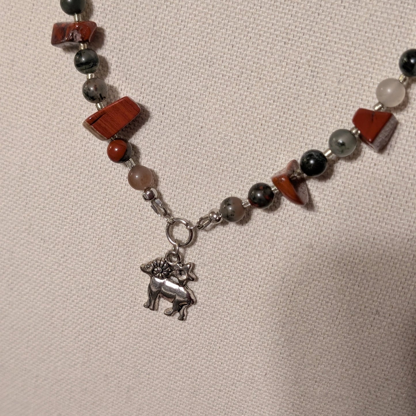 ✨Marsroot✨| Aries Necklace | Red Jasper & Bloodstone Aries Zodiac Necklace