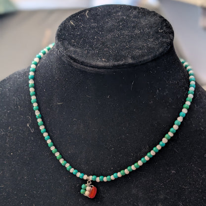 ✨Glimmergael✨| Irish Flag Charm Choker in Green Magnesite & Carnelian