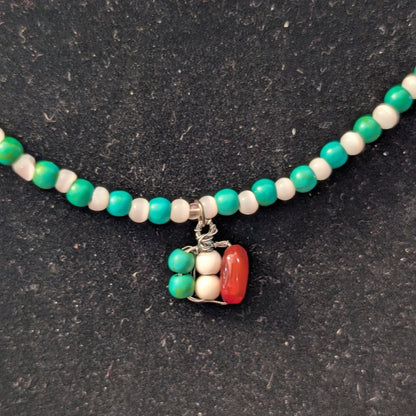 ✨Glimmergael✨| Irish Flag Charm Choker in Green Magnesite & Carnelian
