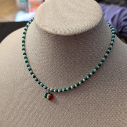 ✨Glimmergael✨| Irish Flag Charm Choker in Green Magnesite & Carnelian