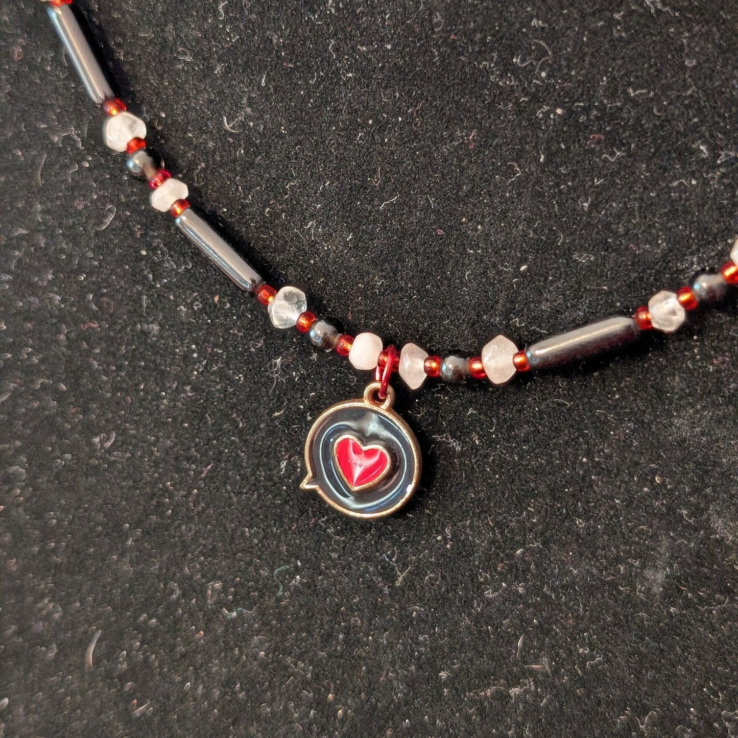 ✨Gothic Candy✨| Black Obsidian & Pink Quartz Choker with Heart Pendant