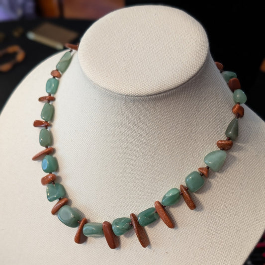 ✨Glimmerfang✨| Aventurine & Goldstone Statement Necklace