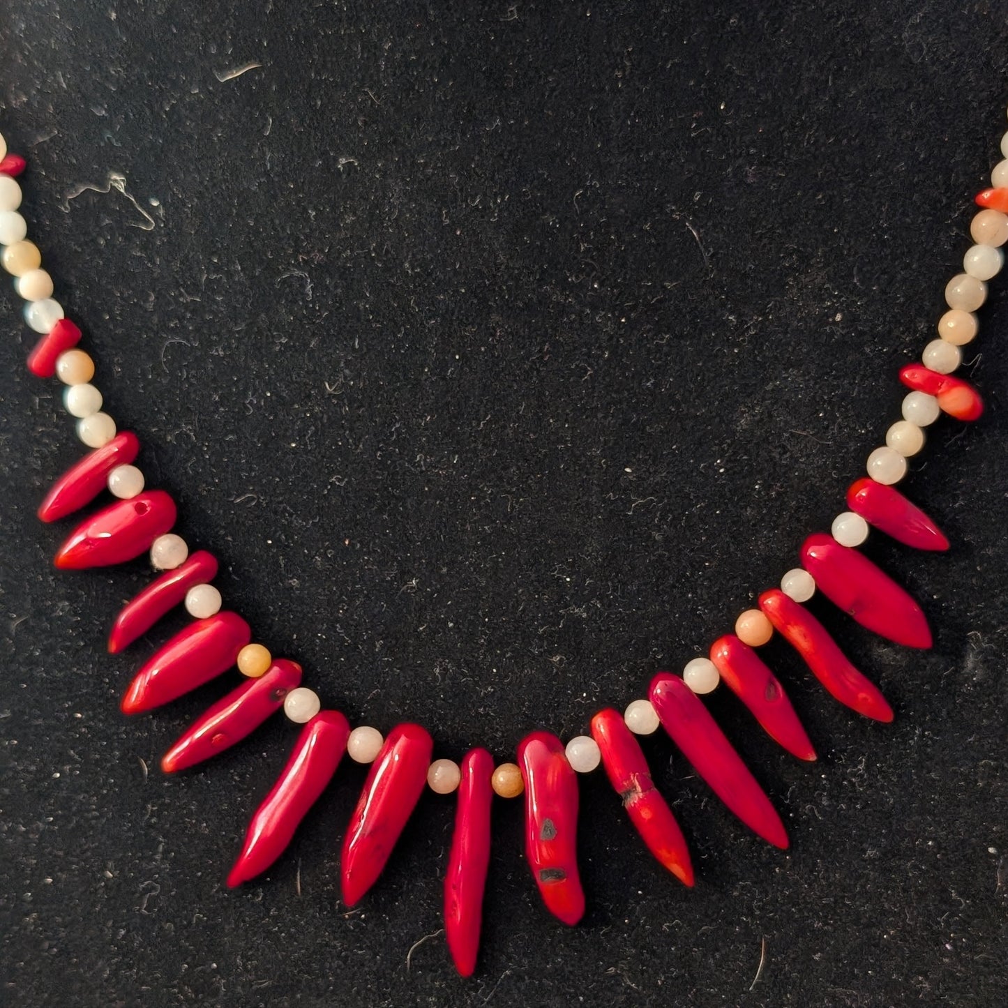 ✨Corallure✨| Red Coral & Pink Aventurine Spike Necklace
