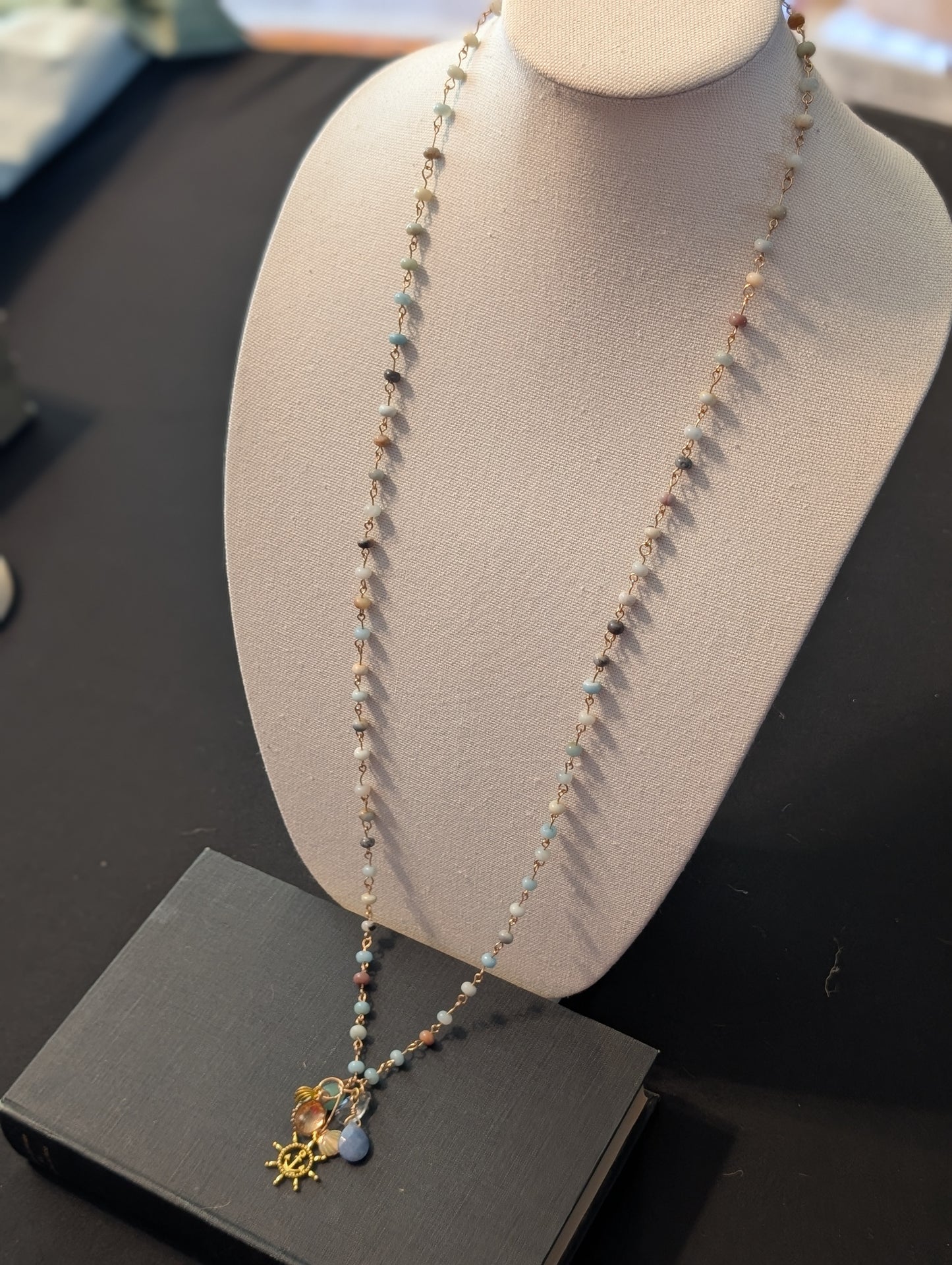✨Mariner’s Charm✨| Long Amazonite Necklace with Marine Charm Cluster