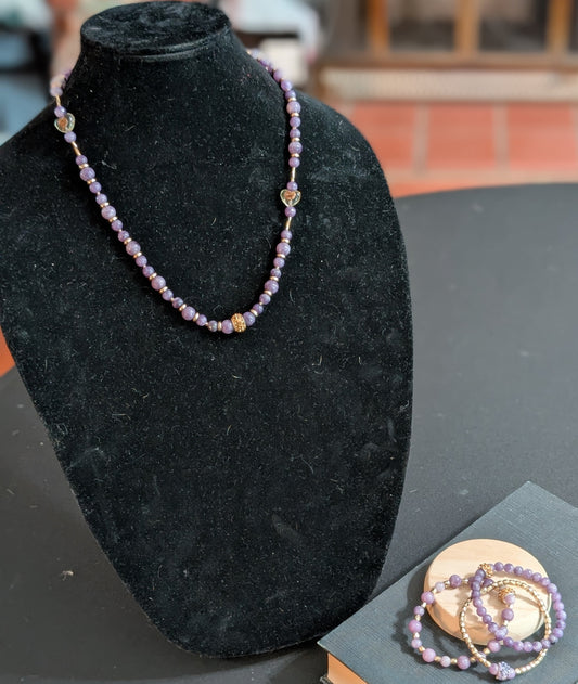 ✨Lady Aurielle✨| Lepidolite Jewelry Set - Necklace & 3 Bracelets