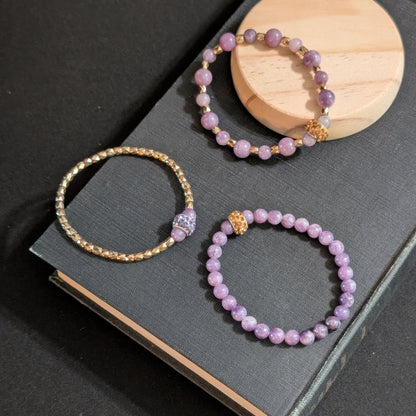 ✨Lady Aurielle✨| Lepidolite Jewelry Set - Necklace & 3 Bracelets