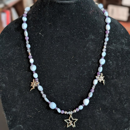 ✨Fairyfall Sky✨| Fairy Convertible Jewelry Set with Blue Lace Agate, Amethyst, & Aquamarine