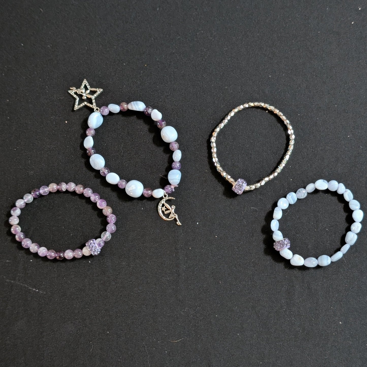 ✨Fairyfall Sky✨| Fairy Convertible Jewelry Set with Blue Lace Agate, Amethyst, & Aquamarine