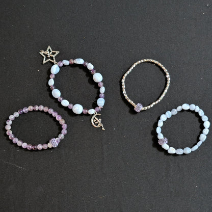 ✨Fairyfall Sky✨| Fairy Convertible Jewelry Set with Blue Lace Agate, Amethyst, & Aquamarine