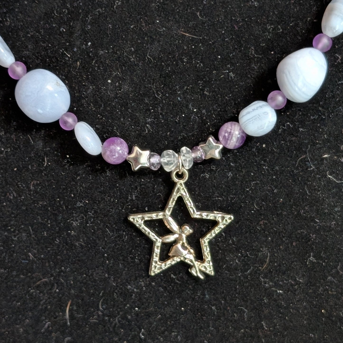 ✨Fairyfall Sky✨| Fairy Convertible Jewelry Set with Blue Lace Agate, Amethyst, & Aquamarine