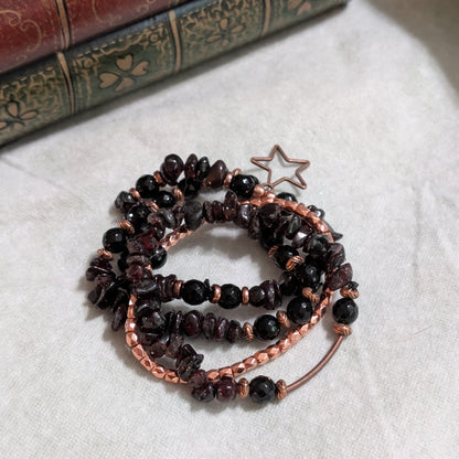 ✨Setlist & Stardust✨| Garnet & Black Tourmaline Bracelet Stack