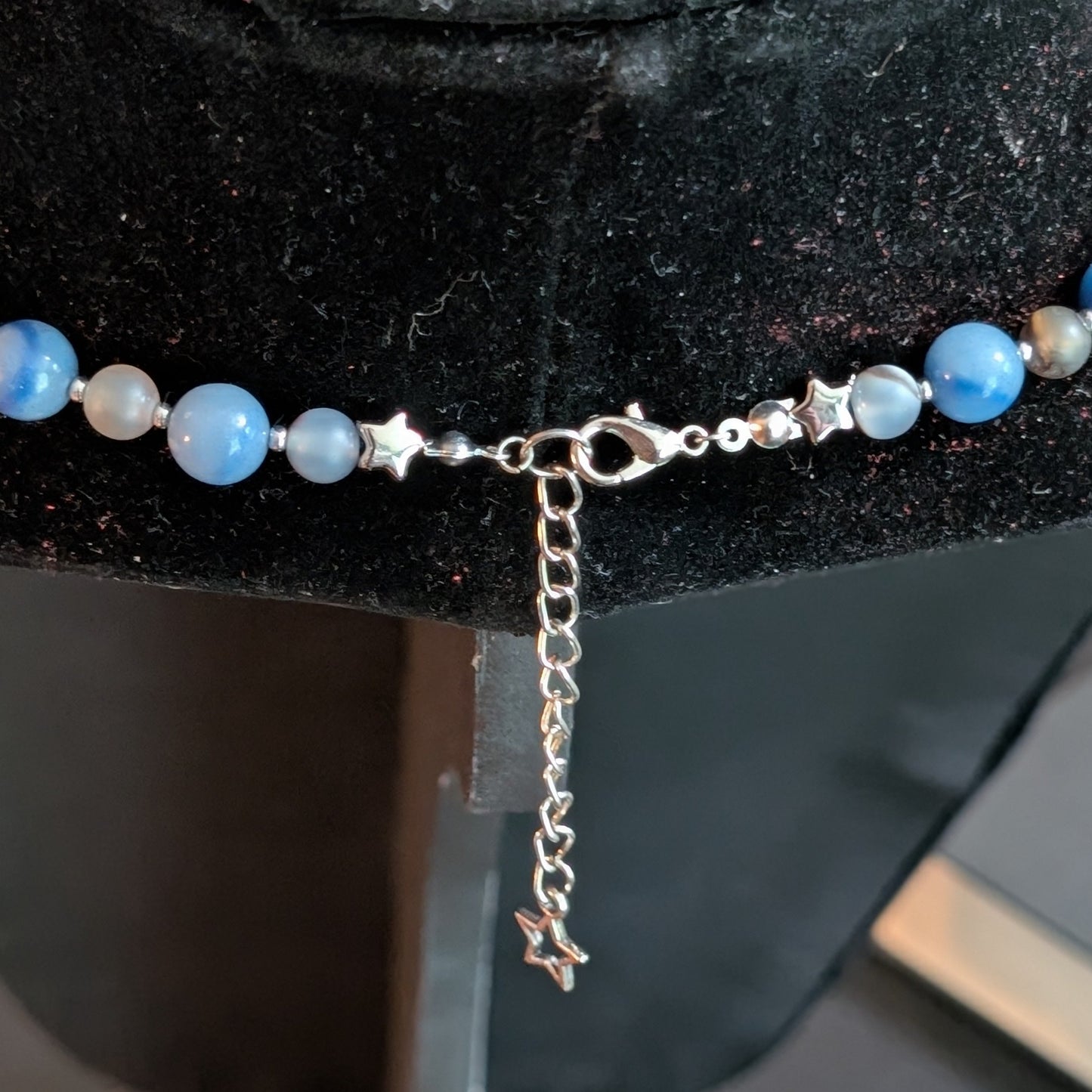 ✨Quiet Constellation✨| Blue Aventurine & Gray Agate Celestial Spiral Necklace