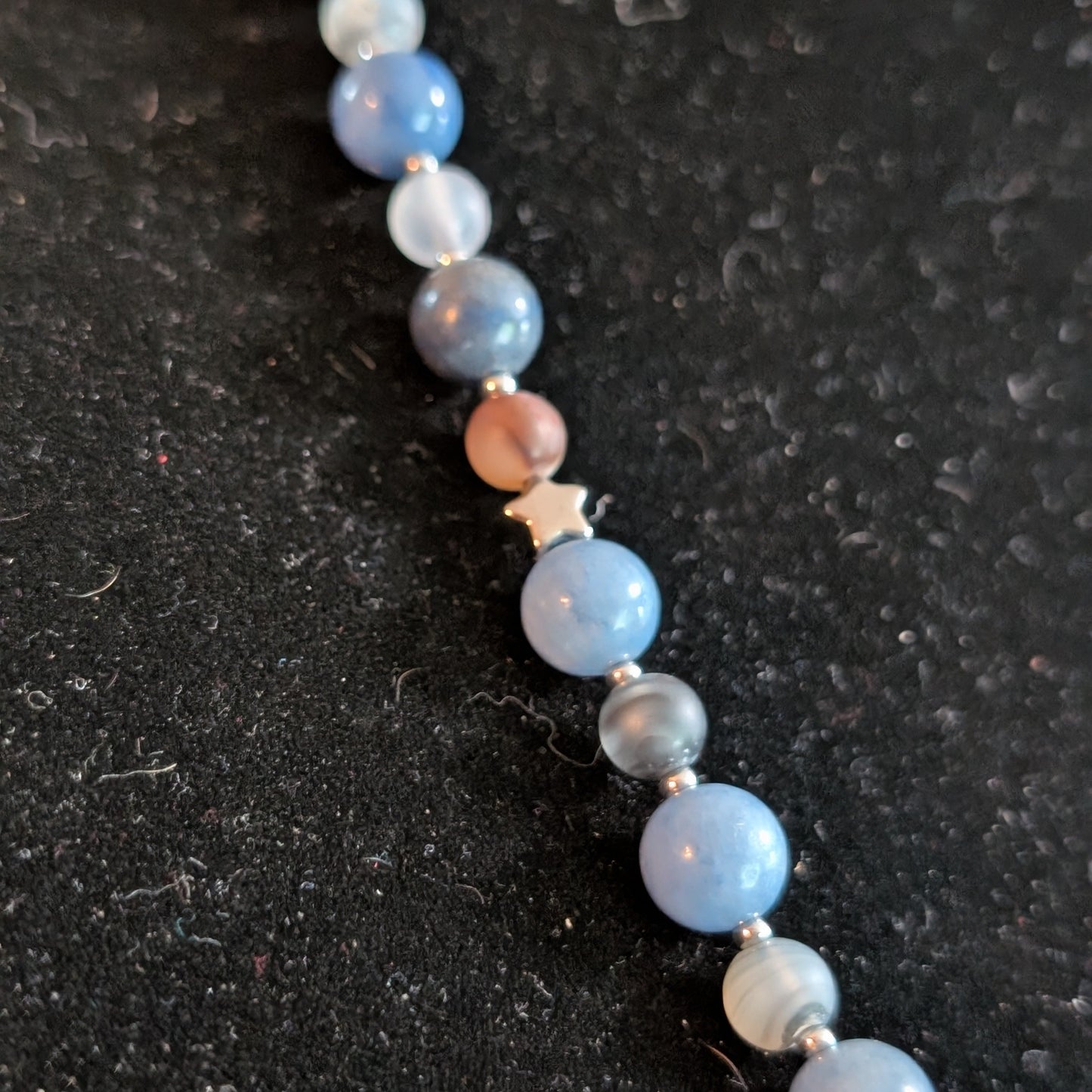 ✨Quiet Constellation✨| Blue Aventurine & Gray Agate Celestial Spiral Necklace