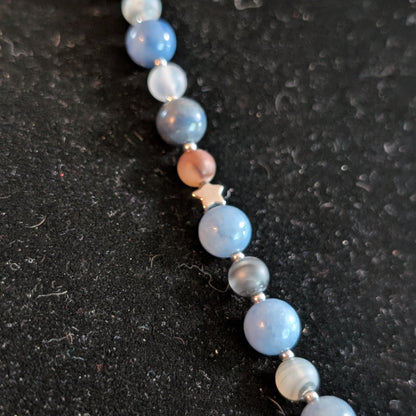 ✨Quiet Constellation✨| Blue Aventurine & Gray Agate Celestial Spiral Necklace