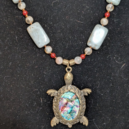 ✨Shellrider✨| Amazonite, Citrine & Agate Turtle Necklace