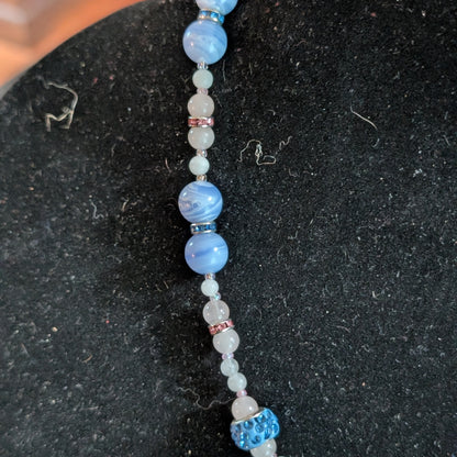 ✨Dawnlight✨| Blue Lace Agate, Rose Quartz & Jade Necklace