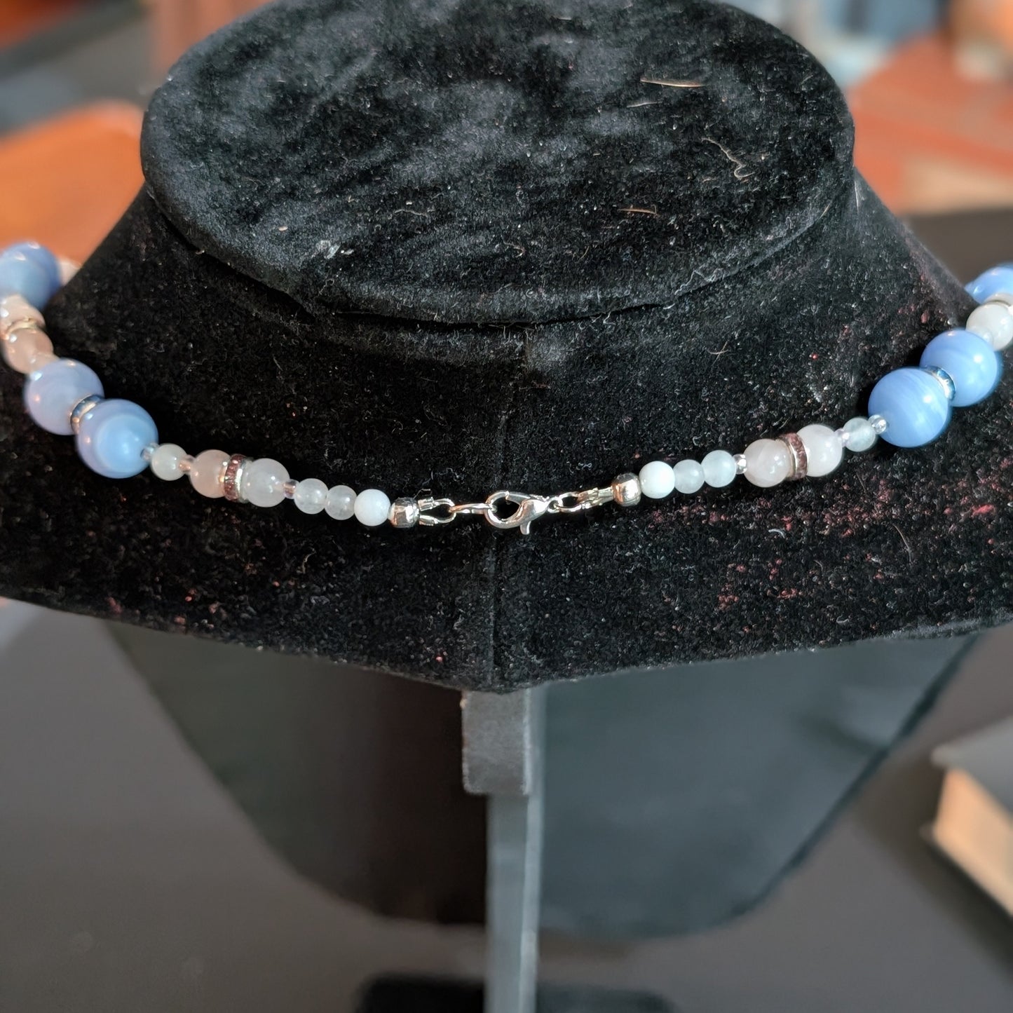 ✨Dawnlight✨| Blue Lace Agate, Rose Quartz & Jade Necklace