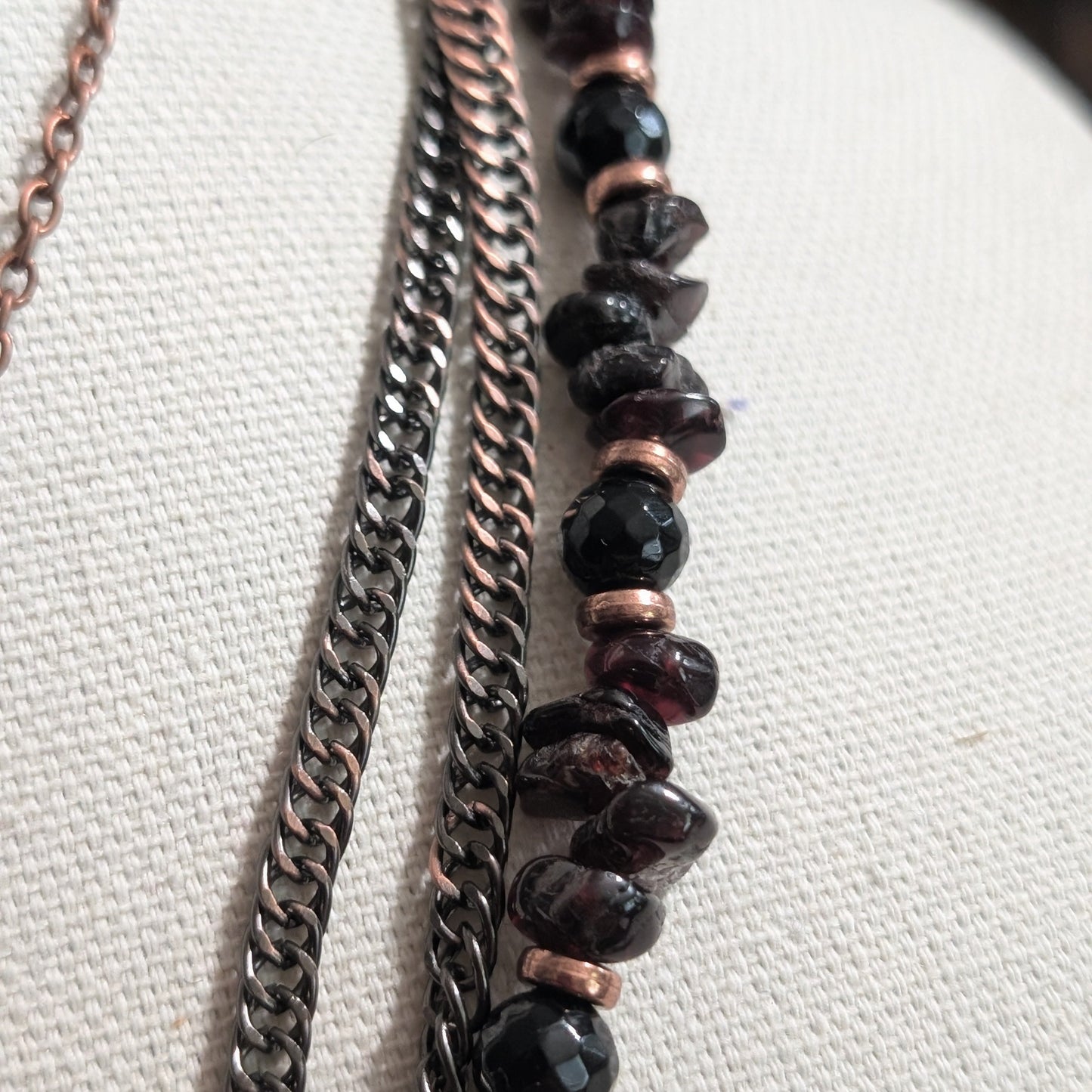 ✨Faery Metal✨| Garnet & Black Tourmaline Multi-Strand Necklace and Bracelet Set