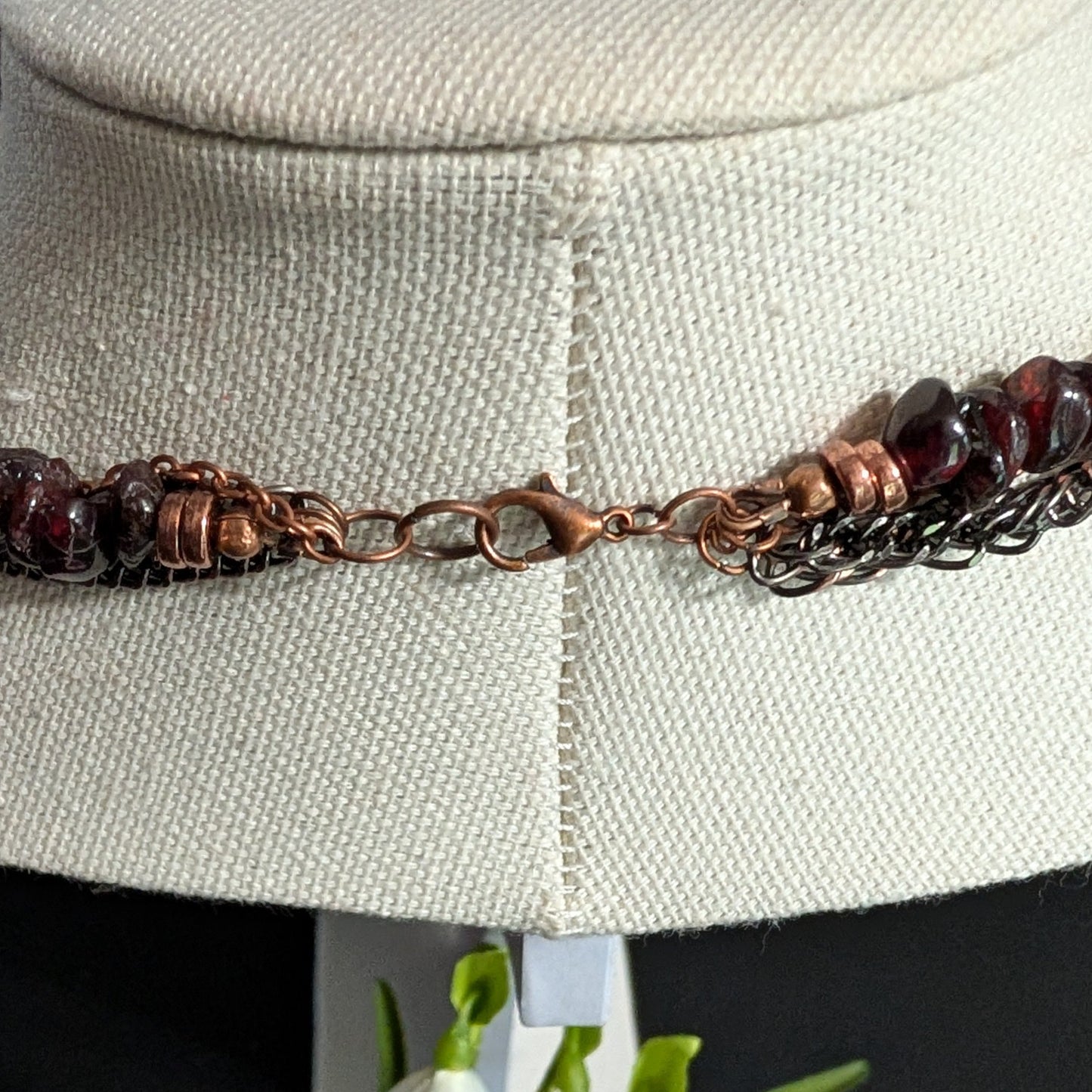 ✨Faery Metal✨| Garnet & Black Tourmaline Multi-Strand Necklace and Bracelet Set