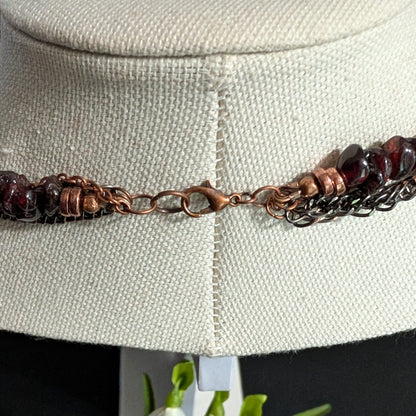✨Faery Metal✨| Garnet & Black Tourmaline Multi-Strand Necklace and Bracelet Set