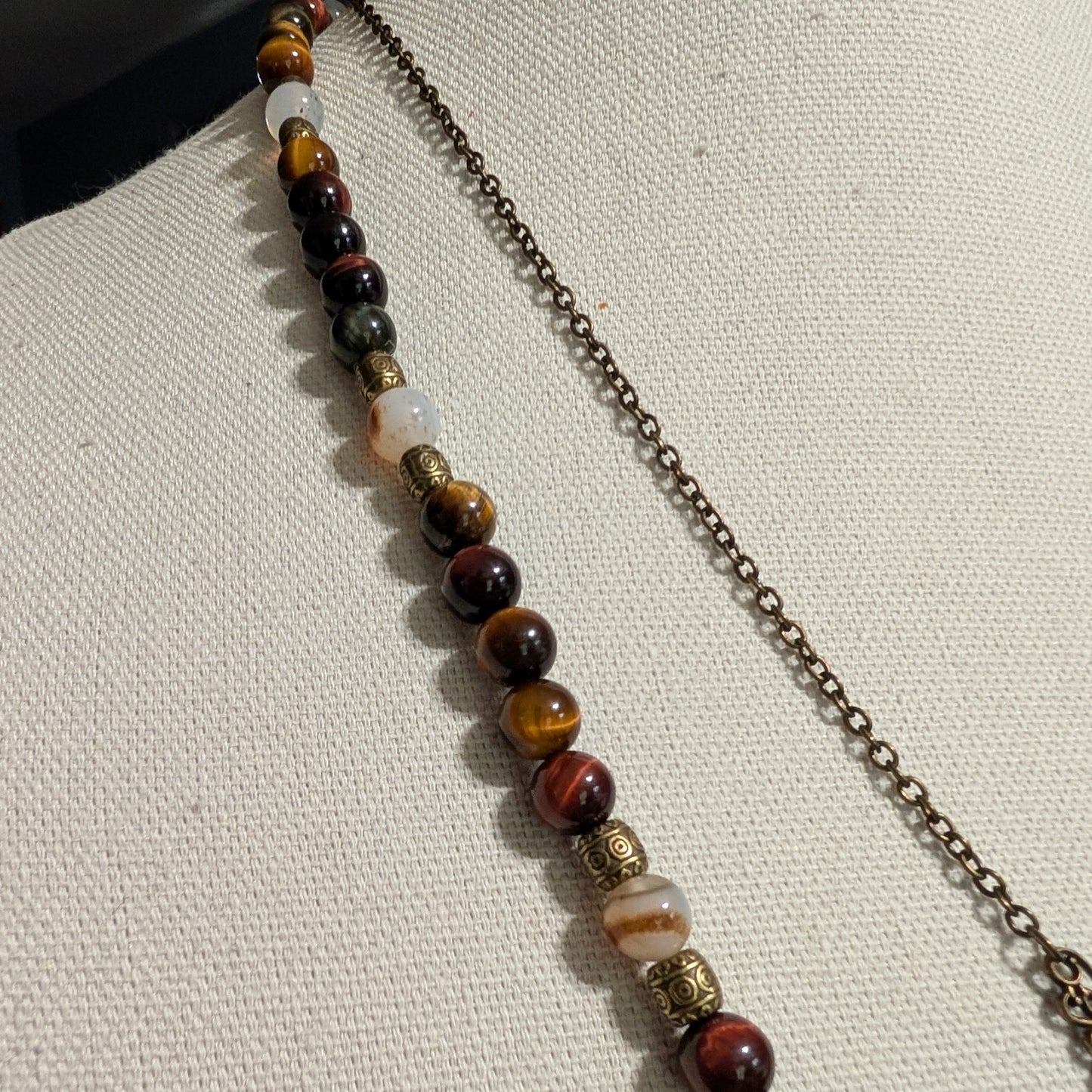 ✨Willowshade✨| Fairy Necklace – Red & Gold Tiger’s Eye with Agate