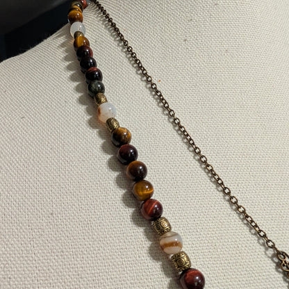 ✨Willowshade✨| Fairy Necklace – Red & Gold Tiger’s Eye with Agate
