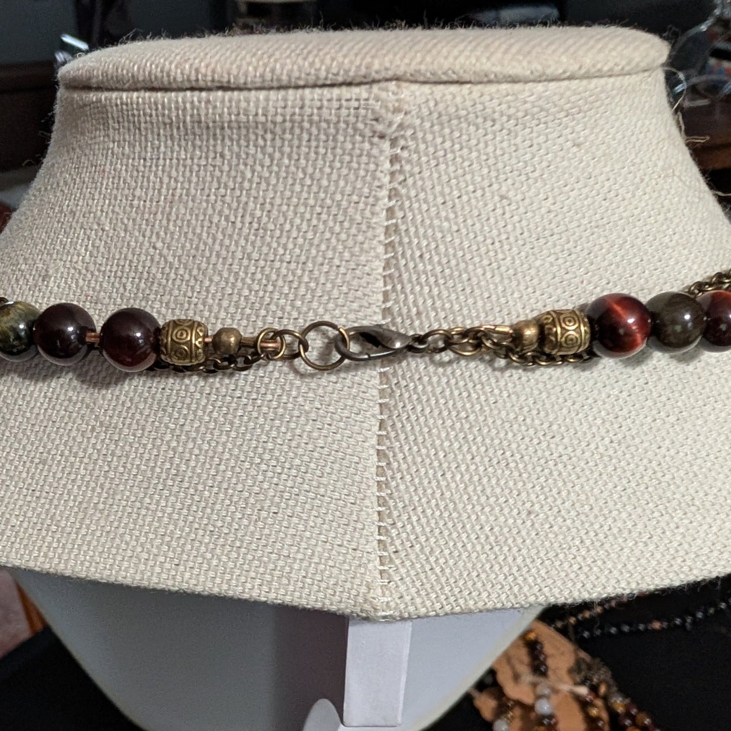 ✨Willowshade✨| Fairy Necklace – Red & Gold Tiger’s Eye with Agate