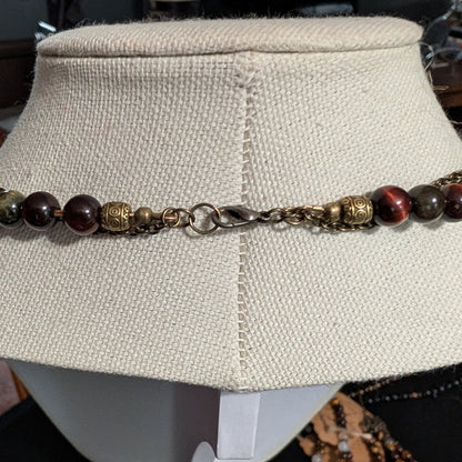 ✨Willowshade✨| Fairy Necklace – Red & Gold Tiger’s Eye with Agate