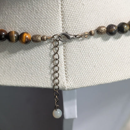 ✨Amberwing✨| Red & Gold Tiger’s Eye Necklace with Fairy Charm