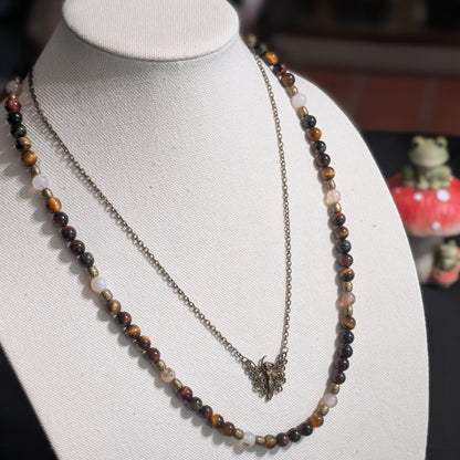 ✨Willowshade✨| Fairy Necklace – Red & Gold Tiger’s Eye with Agate