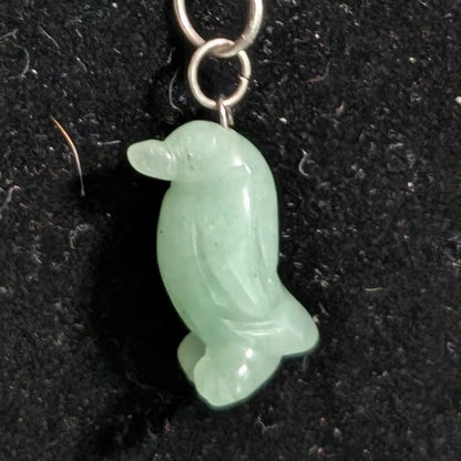 ✨Waddlewhim✨| Green Aventurine & Aquamarine Penguin Necklace with Kissing Fish