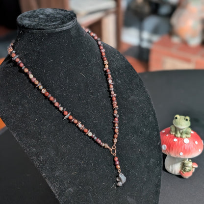 ✨Poppy✨| Poppy Jasper & Garnet Necklace with Hematite Frog Pendant