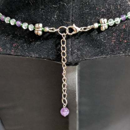 ✨Whisperwings✨| Amethyst & Rose Quartz Butterfly Fairy Necklace with Green Glass Wings