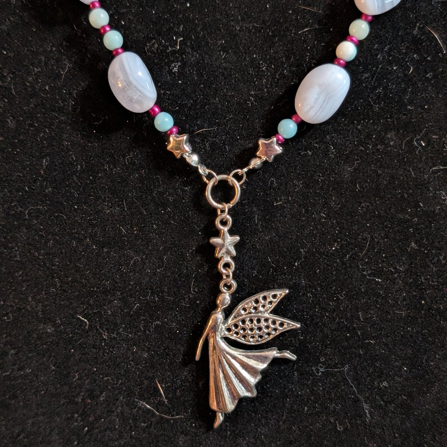 ✨Starwhirl✨| Blue Lace Agate & Amazonite Dancing Fairy Necklace