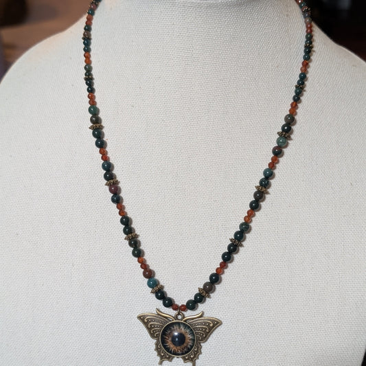 ✨Watcherwing✨| Bloodstone & Hessonite Garnet Butterfly Eye Necklace
