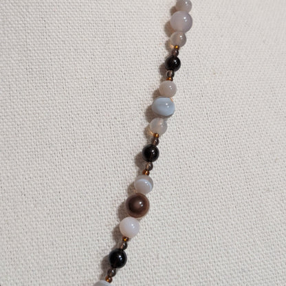 ✨Gloamroot✨| Botswana Agate & Smoky Quartz Necklace with Hidden Pentagram Pendant