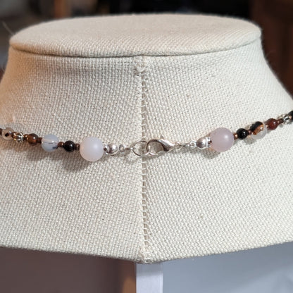 ✨Birchsight✨| Natural & Brown Agate Necklace with Butterfly Eye Pendant